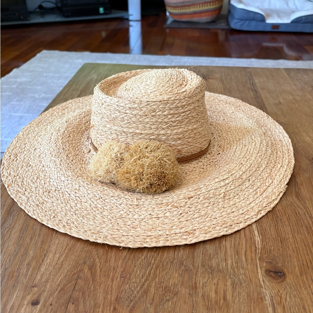 Barneys New York Natural Straw Sun Hat with Black Trim - Picture 5 of 6
